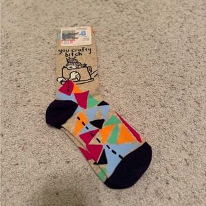 BRAND NEW You Crafty Beige Novelty Women Socks - Colorful Geometric Pattern